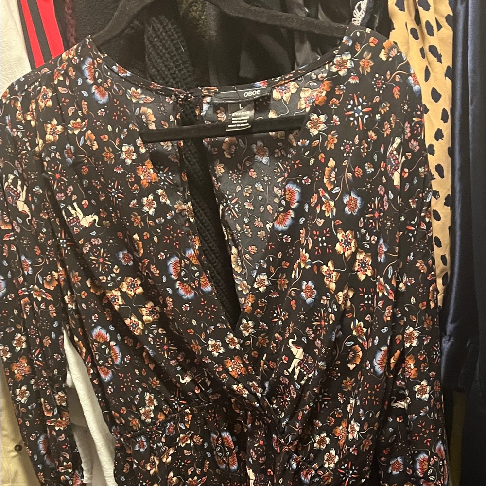 George Black Floral Long Sleeve Dress